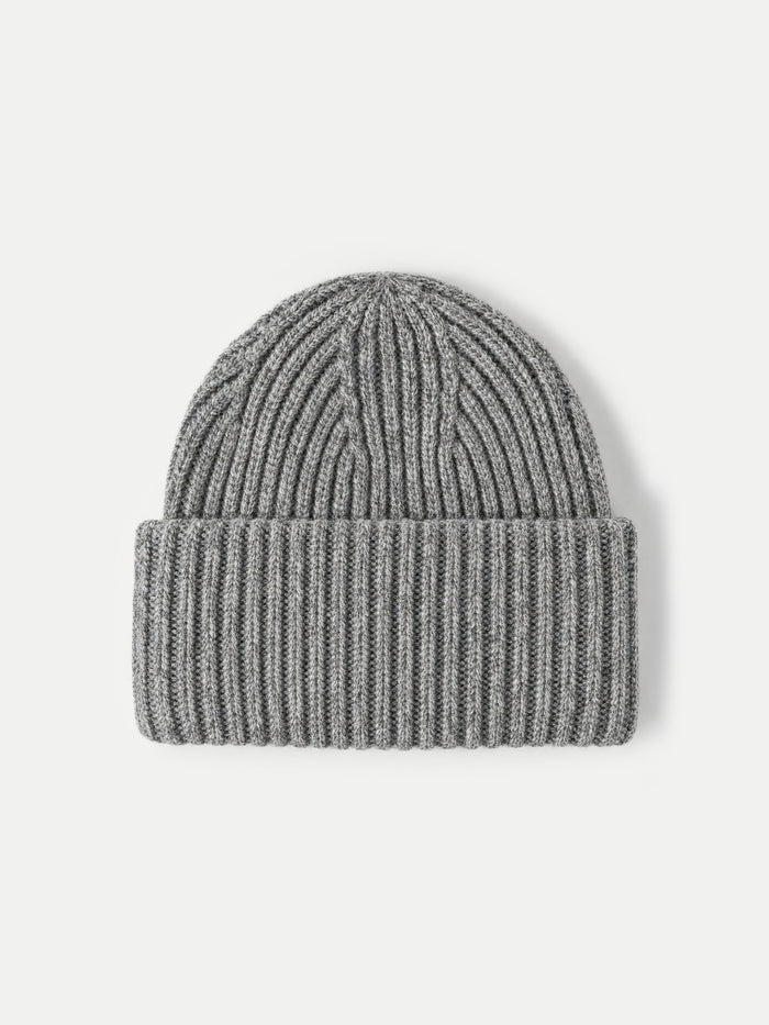 Veronica Beard Grey knit ribbed cuffed beanie hat.