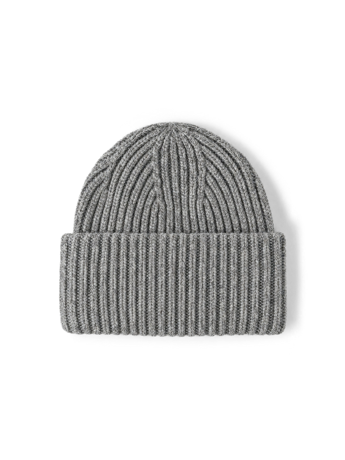 Veronica Beard Grey knit ribbed cuffed beanie hat.