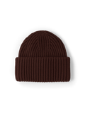 Veronica Beard Brown ribbed knit beanie with cuffed brim.
