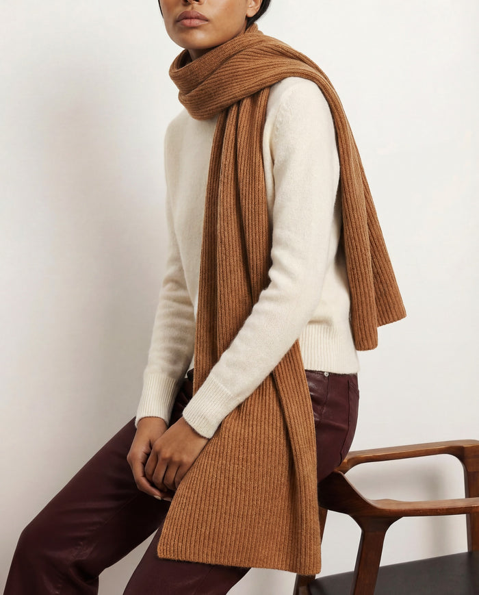 Veronica Beard Wool-Cashmere Scarf - Dark Acorn