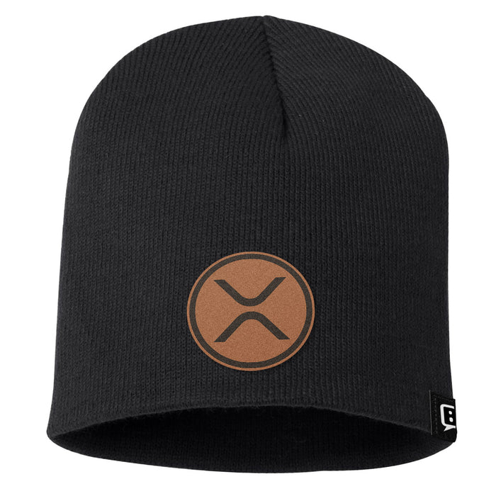 XRP Leather Patch Beanies - BustedTees.com