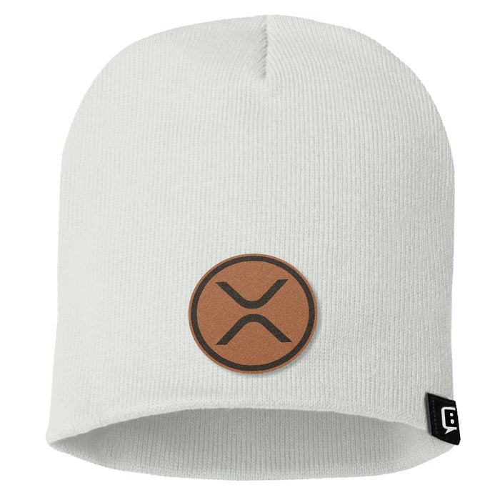 XRP Leather Patch Beanies - BustedTees.com